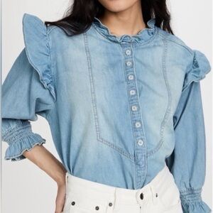 We the free - Louise Denim Ruffle Top